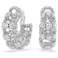 Constella clip earrings, Round cut, White, Rhodium plated by SWAROVSKI