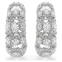 Constella clip earrings, Round cut, White, Rhodium plated by SWAROVSKI