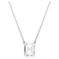 Stilla pendant, Octagon cut, White, Rhodium plated by SWAROVSKI