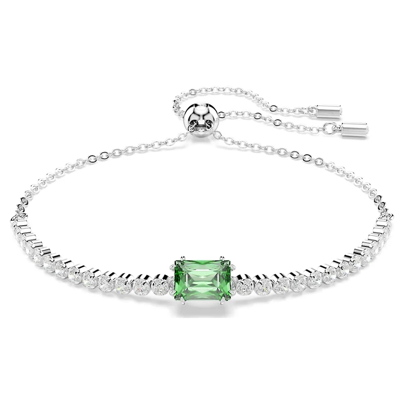 Matrix Tennis bracelet, Mixed cuts, Green, Rhodium plated by SWAROVSKI