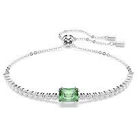 Matrix Tennis bracelet, Mixed cuts, Green, Rhodium plated by SWAROVSKI