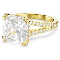 Stilla cocktail ring, Square cut, Pavé, White, Gold-tone plated by SWAROVSKI