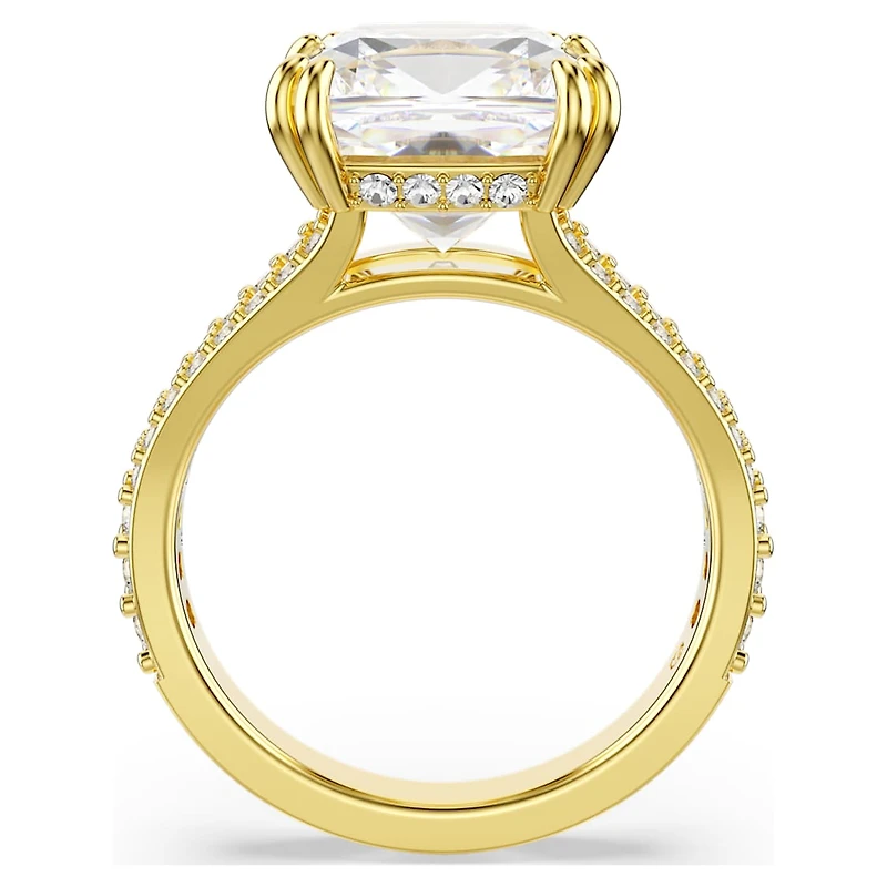 Stilla cocktail ring, Square cut, Pavé, White, Gold-tone plated by SWAROVSKI