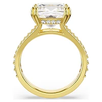 Stilla cocktail ring, Square cut, Pavé, White, Gold-tone plated by SWAROVSKI