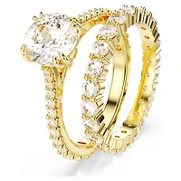 Stilla ring, Set (2), Round cut, White, Gold-tone plated by SWAROVSKI
