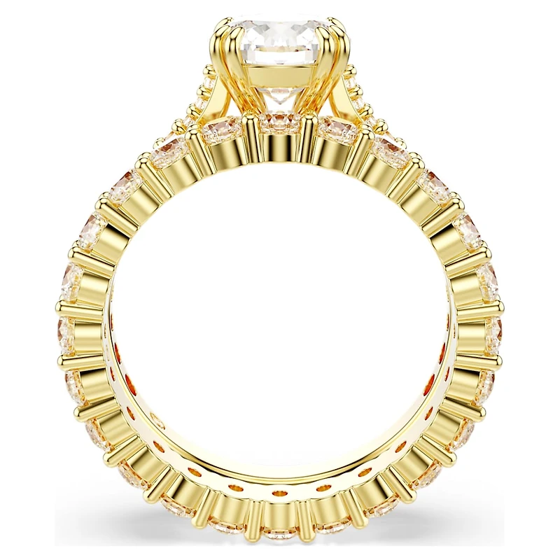 Stilla ring, Set (2), Round cut, White, Gold-tone plated by SWAROVSKI