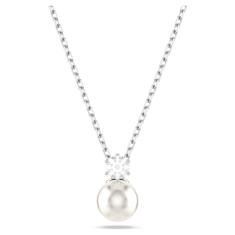 Matrix pendant, Crystal pearl, Round cut, White, Rhodium plated by SWAROVSKI