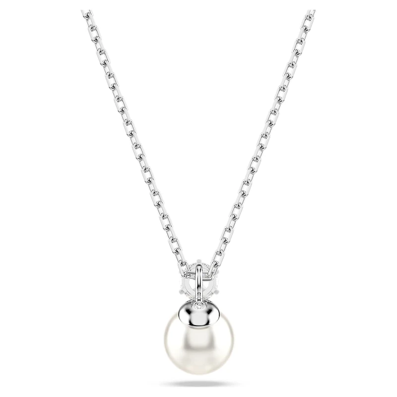 Matrix pendant, Crystal pearl, Round cut, White, Rhodium plated by SWAROVSKI