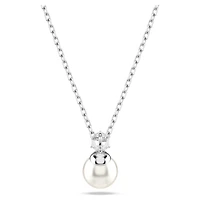 Matrix pendant, Crystal pearl, Round cut, White, Rhodium plated by SWAROVSKI