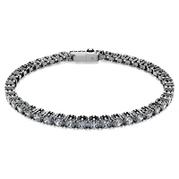 Matrix Tennis bracelet, Round cut, Gray, Ruthenium plated by SWAROVSKI