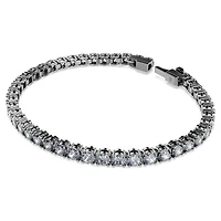 Matrix Tennis bracelet, Round cut, Gray, Ruthenium plated by SWAROVSKI