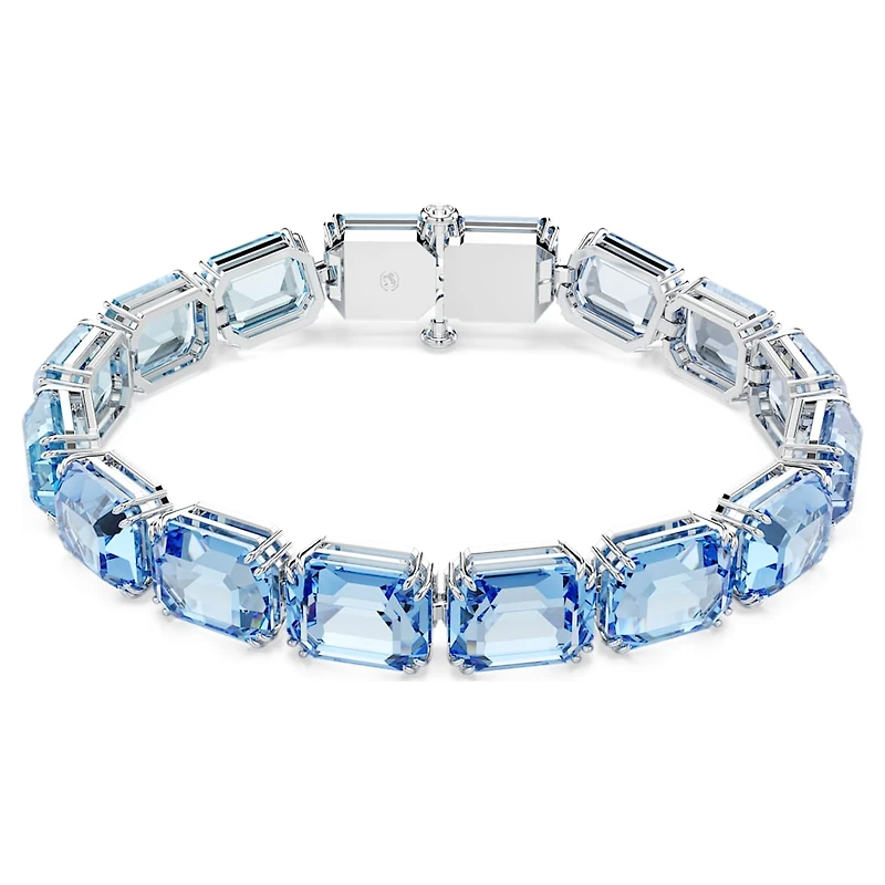 Millenia bracelet, Octagon cut, Color gradient, Blue, Rhodium plated by SWAROVSKI