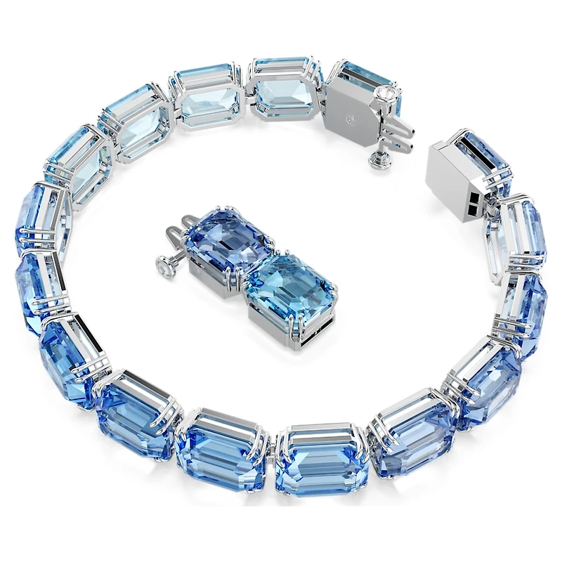 Millenia bracelet, Octagon cut, Color gradient, Blue, Rhodium plated by SWAROVSKI