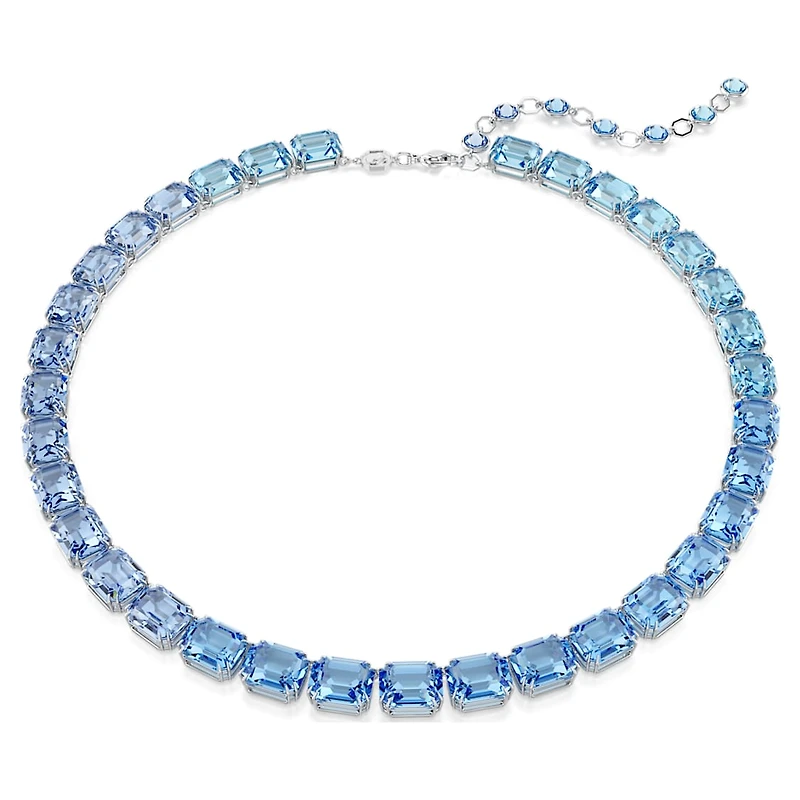 Millenia necklace, Octagon cut, Colour gradient, Blue, Rhodium plated by SWAROVSKI
