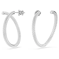 Dextera hoop earrings, Round cut, White, Rhodium plated by SWAROVSKI