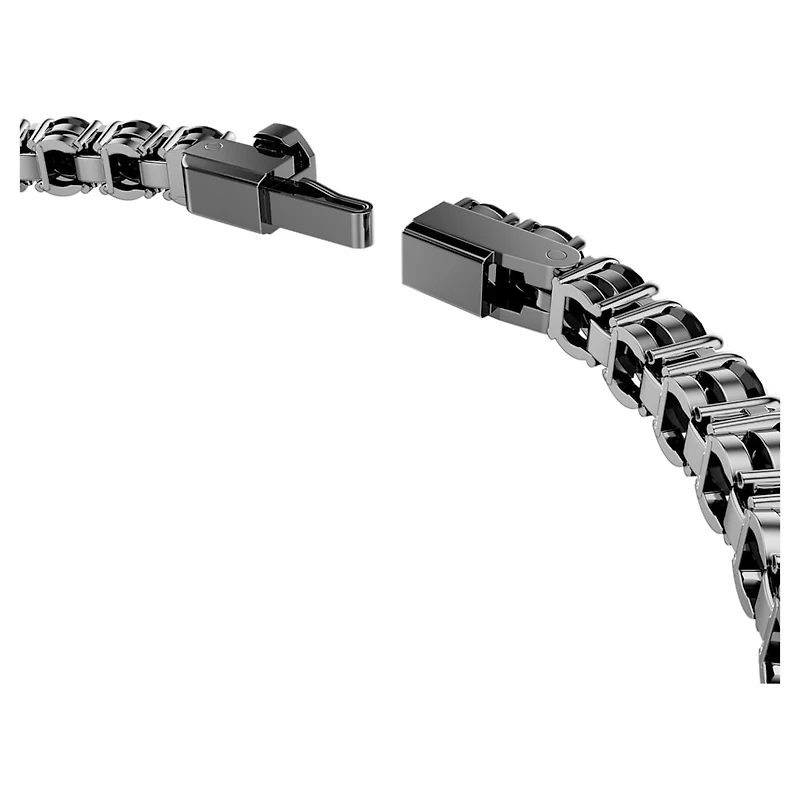 Matrix Tennis bracelet, Round cut, Black, Ruthenium plated by SWAROVSKI