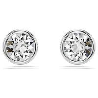 Imber stud earrings, Round cut, White, Rhodium plated by SWAROVSKI