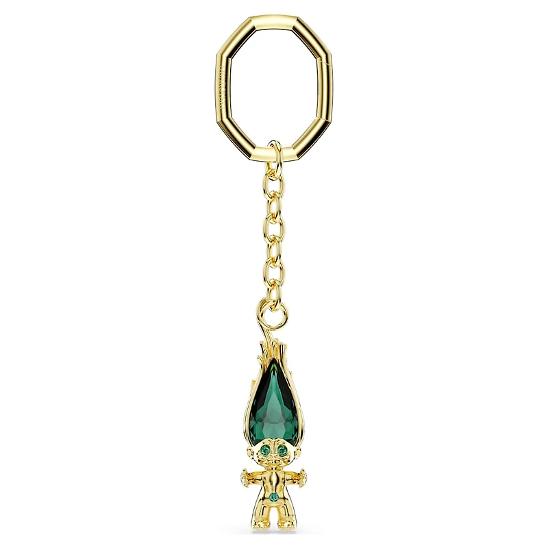 Good Luck Trolls key ring, Troll, Green, Gold-tone plated by SWAROVSKI