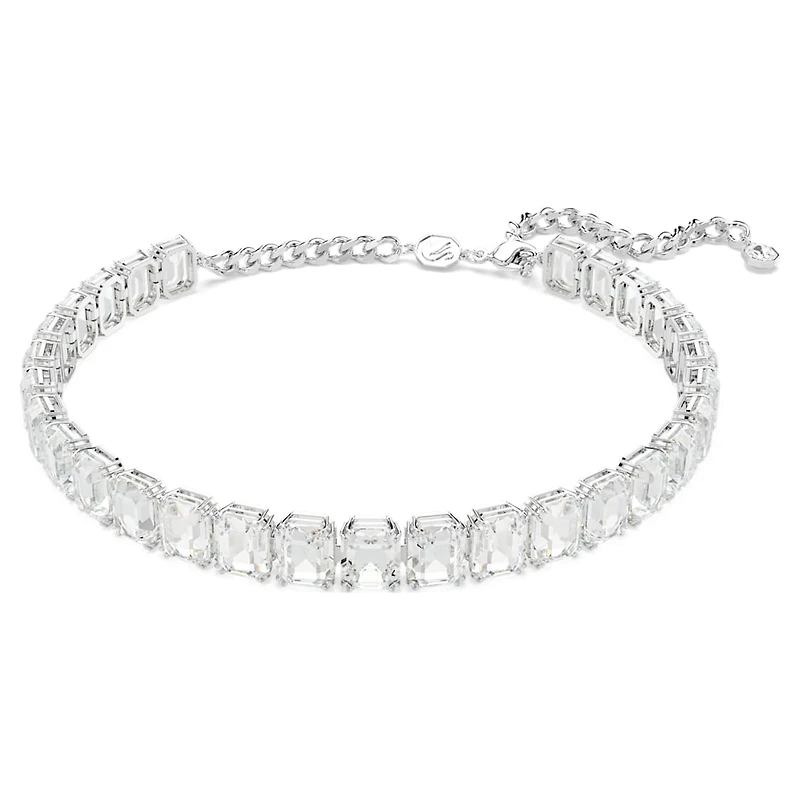 Millenia choker, Octagon cut, White, Rhodium plated by SWAROVSKI