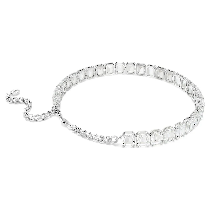 Millenia choker, Octagon cut, White, Rhodium plated by SWAROVSKI