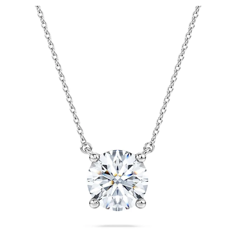 Eternity solitaire pendant, Lab-grown diamonds 2 ct tw, Round shape, 14K white gold by SWAROVSKI