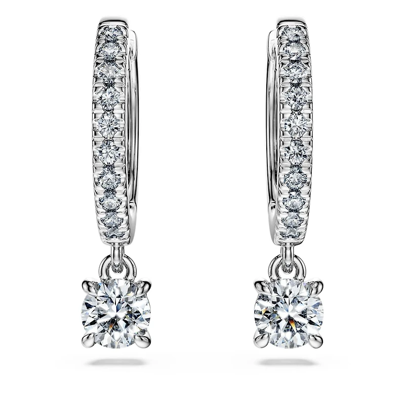 Eternity drop earrings, Lab-grown diamonds 0.7 ct tw, Round shape, 14K white gold by SWAROVSKI