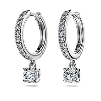 Eternity drop earrings, Lab-grown diamonds 0.7 ct tw, Round shape, 14K white gold by SWAROVSKI