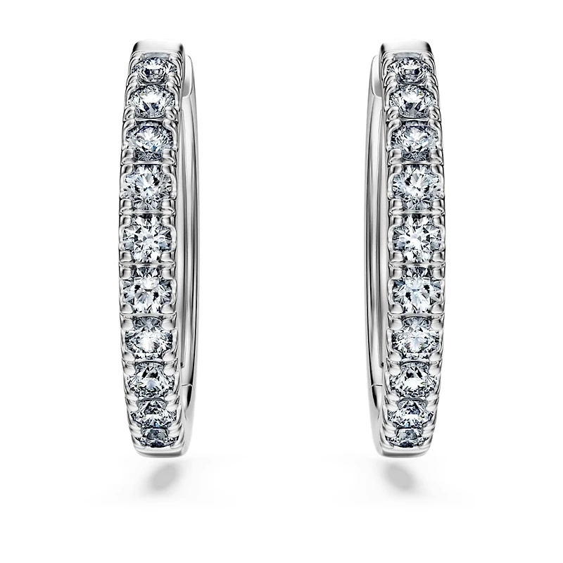Eternity hoop earrings, Lab-grown diamonds 0.5 ct tw, Round shape, Large, 14K white gold by SWAROVSKI