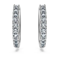 Eternity hoop earrings, Lab-grown diamonds 0.5 ct tw, Round shape, Large, 14K white gold by SWAROVSKI