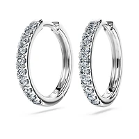 Eternity hoop earrings, Lab-grown diamonds 0.5 ct tw, Round shape, Large, 14K white gold by SWAROVSKI