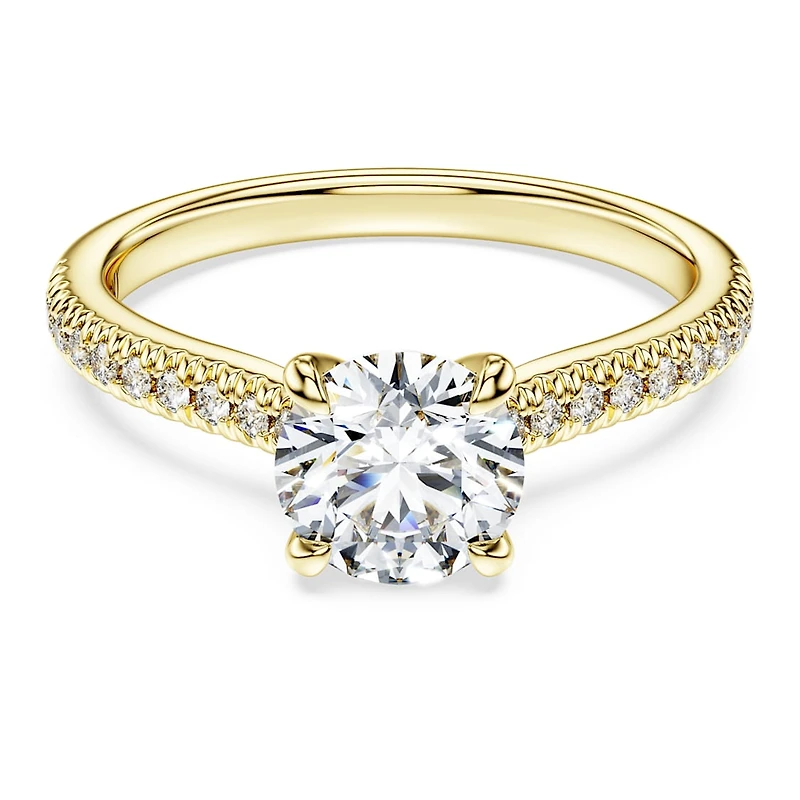 Eternity solitaire ring, Lab-grown diamonds 1.2 ct tw, Round shape, 14K yellow gold by SWAROVSKI