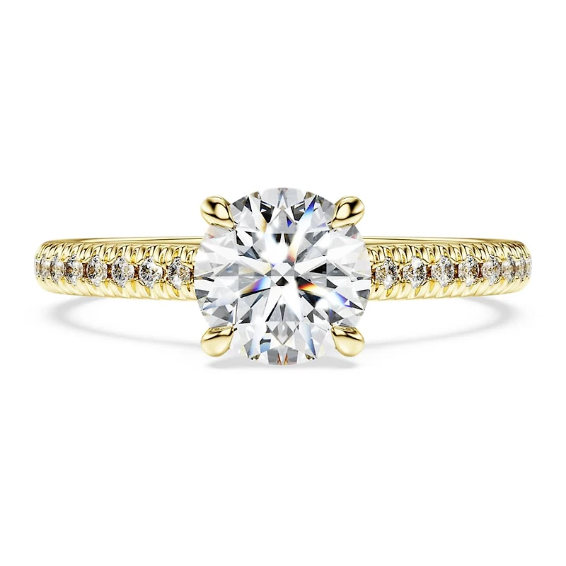 Eternity solitaire ring, Lab-grown diamonds 1.2 ct tw, Round shape, 14K yellow gold by SWAROVSKI