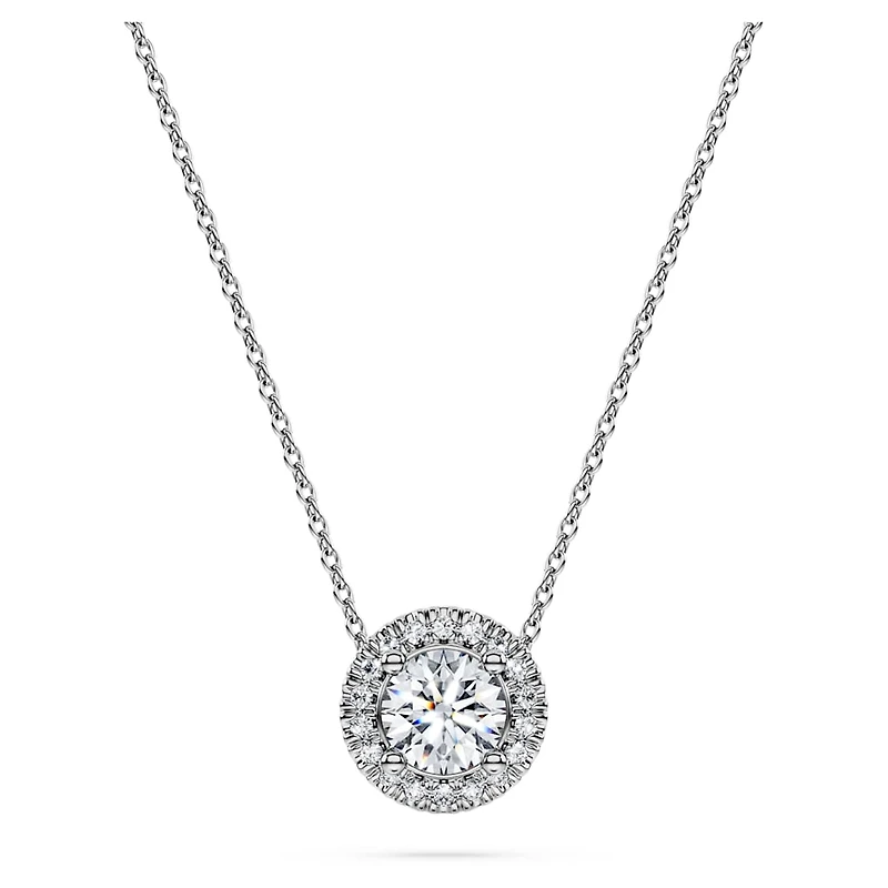 Eternity halo solitaire pendant, Lab-grown diamonds 0.59 ct tw, Round shape, 14K white gold by SWAROVSKI