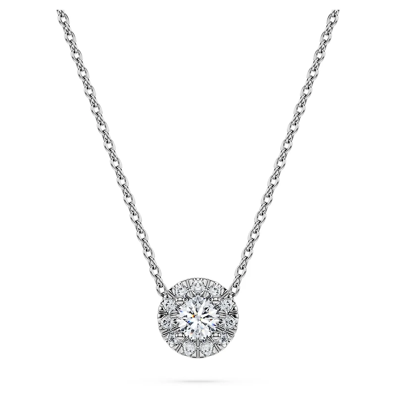 Eternity halo solitaire pendant, Lab-grown diamonds 0.23 ct tw, Round shape, Sterling silver by SWAROVSKI