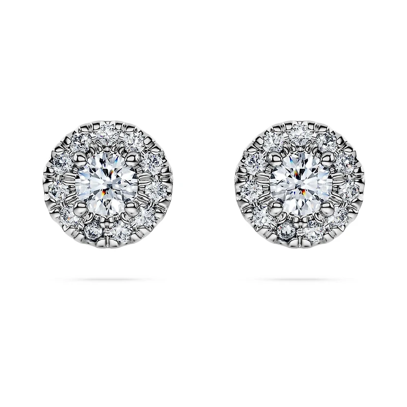 Eternity halo stud earrings, Lab-grown diamonds 0.45 ct tw, Round shape, Sterling silver by SWAROVSKI