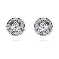Eternity halo stud earrings, Lab-grown diamonds 0.45 ct tw, Round shape, Sterling silver by SWAROVSKI