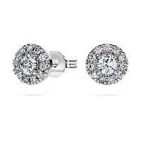 Eternity halo stud earrings, Lab-grown diamonds 0.45 ct tw, Round shape, Sterling silver by SWAROVSKI