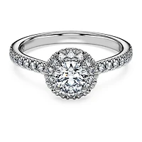 Eternity halo solitaire ring, Lab-grown diamonds 0.8 ct tw, Round shape, 14K white gold by SWAROVSKI