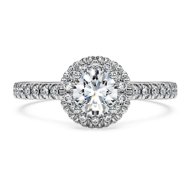 Eternity halo solitaire ring, Lab-grown diamonds 0.8 ct tw, Round shape, 14K white gold by SWAROVSKI