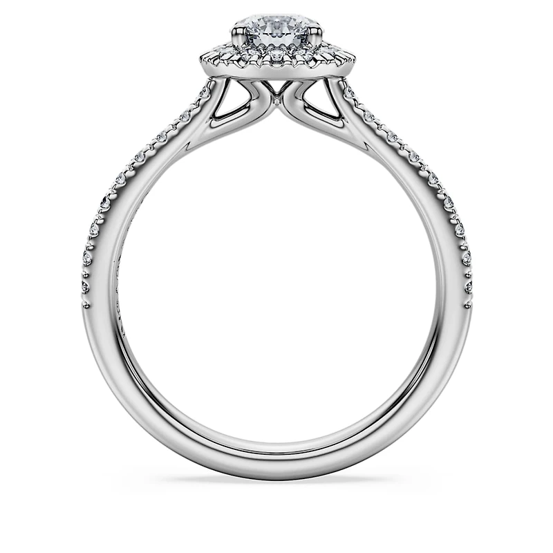 Eternity halo solitaire ring, Lab-grown diamonds 0.8 ct tw, Round shape, 14K white gold by SWAROVSKI