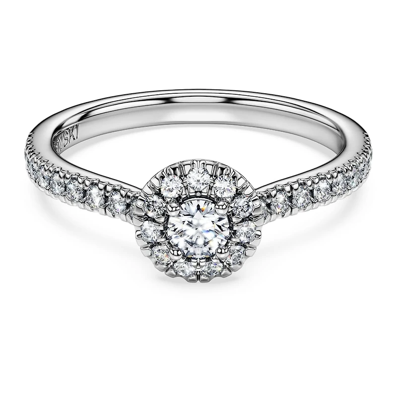 Eternity halo solitaire ring, Lab-grown diamonds 0.45 ct tw, Round shape, Sterling silver by SWAROVSKI