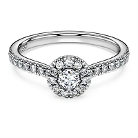 Eternity halo solitaire ring, Lab-grown diamonds 0.45 ct tw, Round shape, Sterling silver by SWAROVSKI