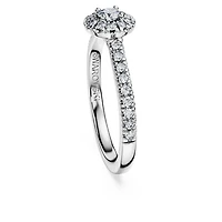 Eternity halo solitaire ring, Lab-grown diamonds 0.45 ct tw, Round shape, Sterling silver by SWAROVSKI