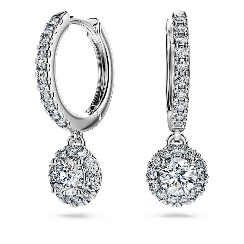 Eternity drop earrings, Lab-grown diamonds 1.1 ct tw, Round shape, 14K white gold by SWAROVSKI