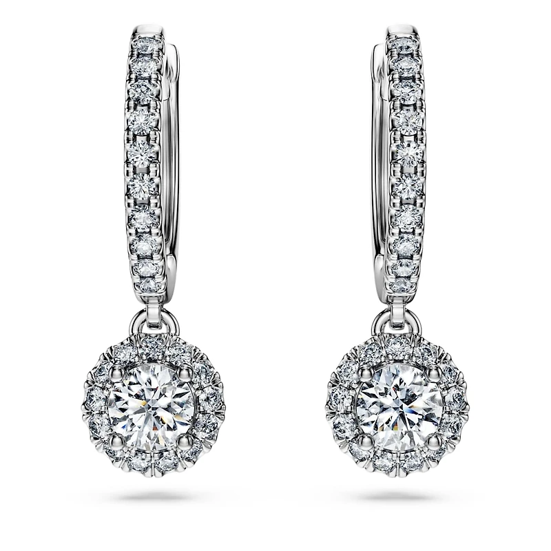 Eternity drop earrings, Lab-grown diamonds 1.1 ct tw, Round shape, 14K white gold by SWAROVSKI