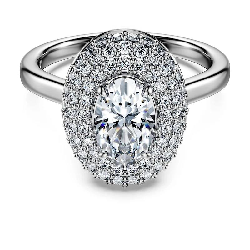 Eternity halo solitaire ring, Lab-grown diamonds 1.5 ct tw, Mixed shapes, 14K white gold by SWAROVSKI