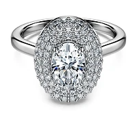 Eternity halo solitaire ring, Lab-grown diamonds 1.5 ct tw, Mixed shapes, 14K white gold by SWAROVSKI