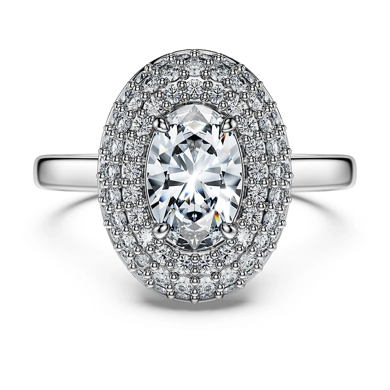 Eternity halo solitaire ring, Lab-grown diamonds 1.5 ct tw, Mixed shapes, 14K white gold by SWAROVSKI