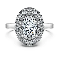Eternity halo solitaire ring, Lab-grown diamonds 1.5 ct tw, Mixed shapes, 14K white gold by SWAROVSKI