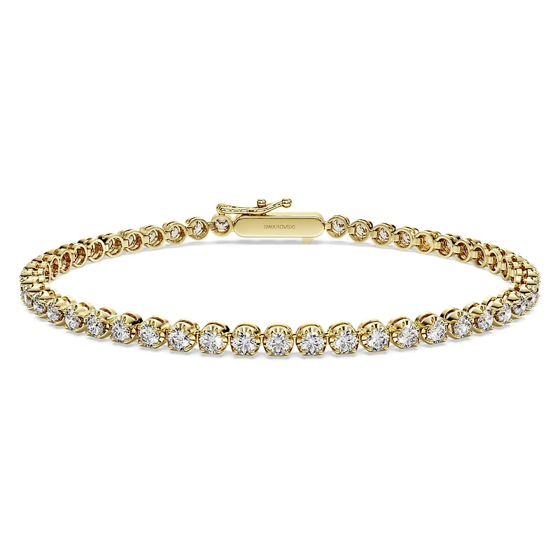 Eternity Tennis bracelet, Lab-grown diamonds 2.5 ct tw, Round shape, 14K yellow gold by SWAROVSKI